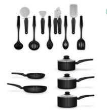Swan 14 Piece Aluminium Cookware Set – Black